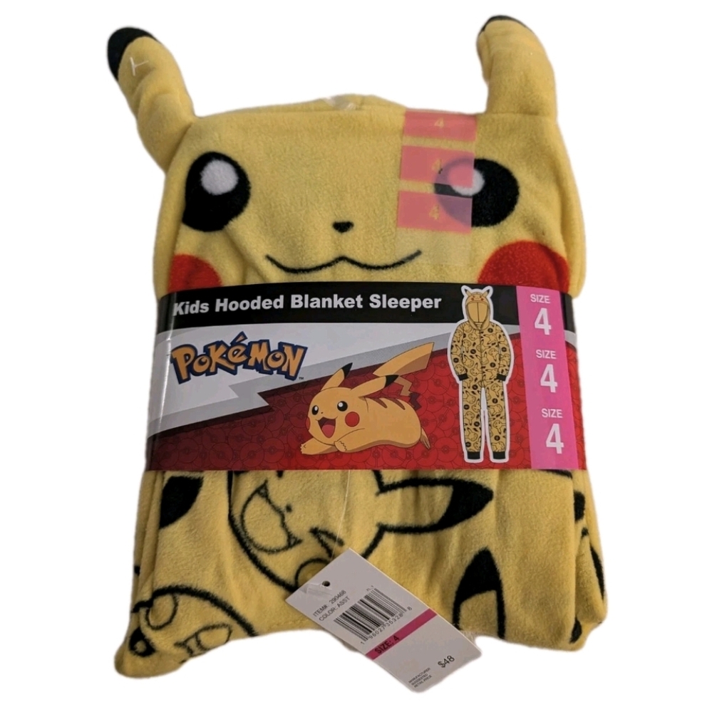 New Pikachu Kids Hooded Blanket Sleeper Size 4